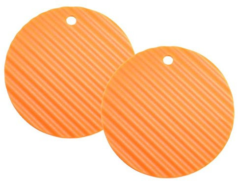 Cook line Silikon Topflappen/Topfuntersetzer Rillen 2er Set rund (orange)