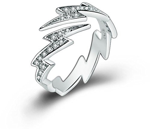 Rapidly Damen Ringe Persönlichkeits-Blitz-ECG S925 WellenSilber-Ring Damen Partnerring Geschenk Geburtstag Mutter Freundin Tochter