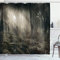 ABAKUHAUS Braun Duschvorhang, Nostalgische Dark Forest, Stoffliches Gewebe Badezimmerdekorationsset mit Haken, 175 x 180 cm, Braun