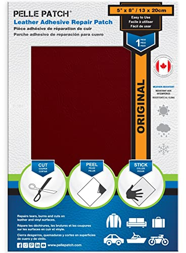 Pelle Patch - Reparaturset ledercouch - Lederreparatur rot - In 25 Farben erhältlich - Original 13cm x 20cm - Rot