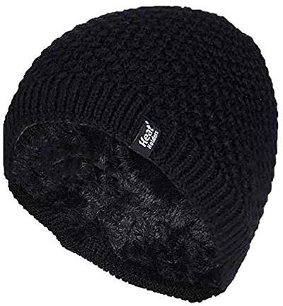HEAT HOLDERS - Damen Winter Warm Strick Beanie/Mütze mit Fleecefutter (One Size, Black (Nora))