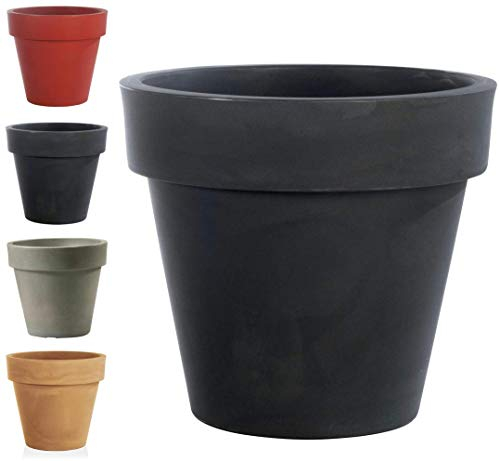 Hochwertiger & Wunderschöner Pflanzkübel/Pflanzgefäß – Kunststoff - Große Auswahl - Runder Blumenkübel/Blumentopf - Indoor & Outdoor - Frostfest (XL: Ø 80cm - Höhe: 72cm, Anthrazit)