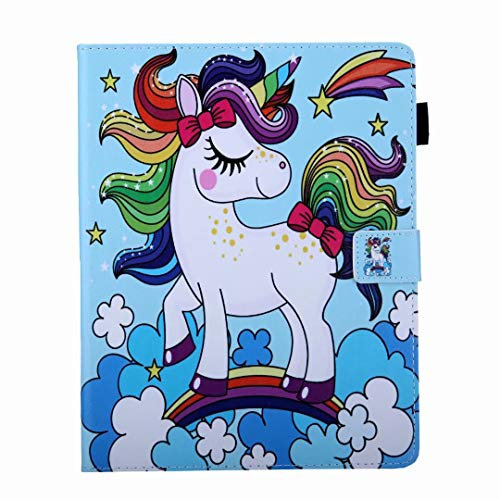 Universal 10.1 Tablet Case,Funda de Piel Cubierta con Soporte para Tarjeta para Android Windows Tablet ASUS, Acer,RCA,DELL, HP, 10.1 Inch (Rainbow Unicorn)