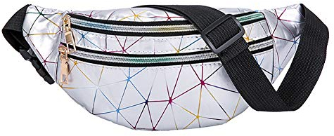 Estwell Gürteltasche Bauchtasche Damen Elegant Hüfttasche Wasserdicht PU Leder Multifunktionale Laufgürtel für Alltag Festival Laufen Reisen Party Wandern Silber