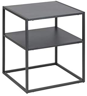 AC Design Furniture Nino Nachttisch mit Ablage, B: 45 x H: 50,5 x T: 40 cm, Schwarz, Metall, 1 Stk