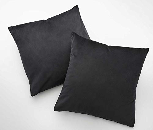 Gardinenbox 2er Set Sofakissen mit Füllung »Milano« HxB 45x45 cm Schwarz Dekokissen mit Komfort-Samt-Bezug und Reißverschluß mit Füllkissen Extra Weich Couchkissen, 203572-2
