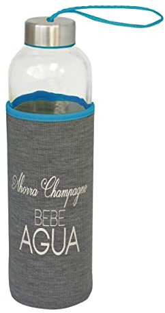 Hogar y Mas Botella de Agua Reutilizables sin bpa de Cristal 600 ml, Funda Térmica de Neopreno.