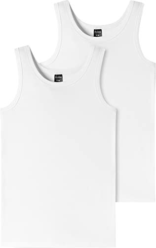 Schiesser Jungen 2 Pack Unterwäsche Unterhemd - 95/5 Organic Bio Baumwolle - Größe 140 Bis 176, Weiss_173538, 152