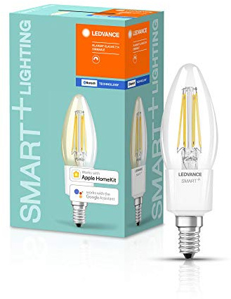 LEDVANCE Smarte LED-Lampe mit Bluetooth Mesh Technologie, Sockel E14, Dimmbar, Warmweiß (2700K), ersetzt Glühlampen mit 40W, steuerbar mit Alexa, Google und Apple, BT Filament Classic DIM, 4er-Pack
