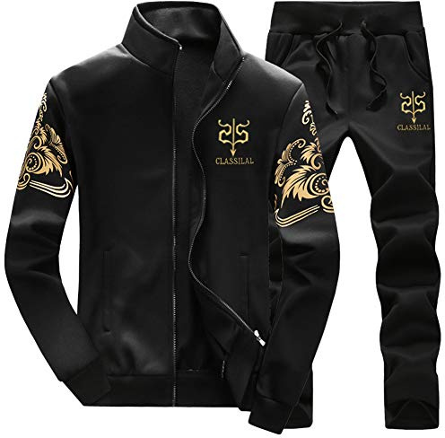 Survêtement de Gymnastique Joggers Homme Ensemble Casual Sport Sweater à Zippé Et Pantalon Jogging Slim Fit Tenue de Sport 2 Pièces