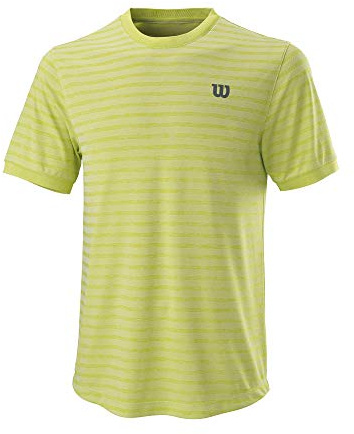 Wilson Herren Kurzarmshirt, STRIPE CREW, Polyester, Grün (Lime Pop) / Weiß, Größe XL, WRA789202XL