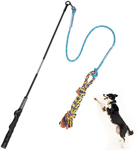 SAINUOD Flirt Pole for Dogs Interactive Dog Toys for Large Medium Small Dogs Chase and Tug of War, Dog Teaser Wand with Lure Chewing Toy for Outdoor Exercise & Training