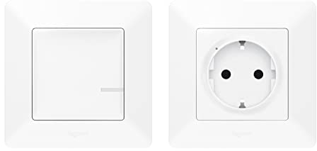LEGRAND, Valena Life with Netatmo vorkonfiguriertes Funk-Set, Funk-Steckdose (3680 W) + Funk-Wandsender, LED-Anzeige für Batteriestatus, Erweiterung einer Standard-Installation, 752154