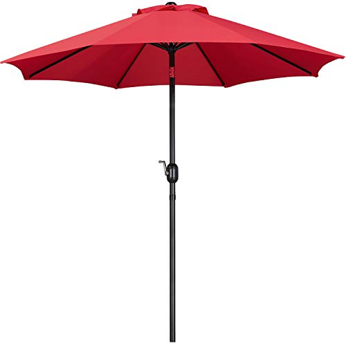 Yaheetech Sonnenschirm 270 cm Terrasenschirm Gartenschirm Knickbarer Balkonschirm Kurbelschirm mit Kurbelvorrichtung Sonnenschutz UPF 50+, Rot