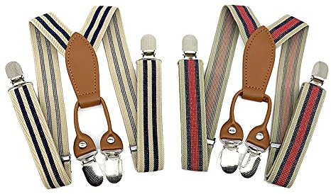 Anshili 2stk Kinder Hosenträger 4 Clips Y-Form - 2.5 cm Breit