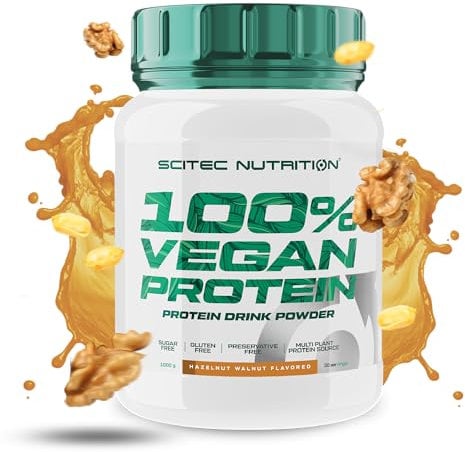 Scitec Nutrition 100% Vegan Protein - 5 sources de protéines d'origine végétale - enrichi en vitamine B12-33g par portion - Vegan, 1 kg, Noisette-Noix