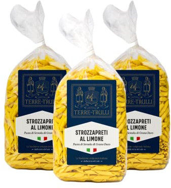 Terre Dei Trulli Strozzapreti Al Limone - 3 Confezioni Da 500g | Pasta Artigianale Tradizionale 100% Italiana | Pasta Di Semola Di Grano Duro | Made In Italy