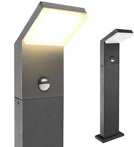 max K O M F O R T Standleuchte Außenleuchte mit Bewegungsmelder Wegbeleuchtung LED Schwarz IP44 Außenbeleuchtung Garten moderne 80cm Standlampe aus Aluminium 1505A1-800