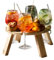 Tavolino Vassoio Aperitivo, Legno 100% Faggio, 4 Spazi Portabicchieri, Made in Italy