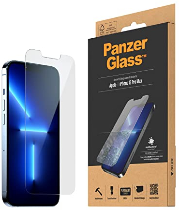 PanzerGlass™ Screen Protector for iPhone 13 Pro Max, Standard Fit iPhone Screen Protector, Anti Fingerprint, Anti Bacterial, Tempered Glass, Scratch Resistant, iPhone 13 Pro Max Screen Protector