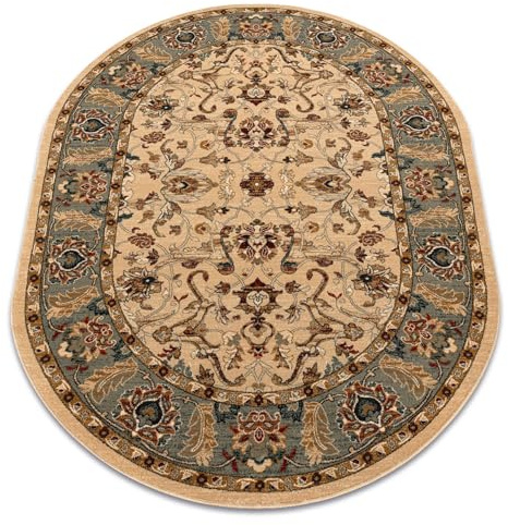 rugsx Wollteppich für Wohnzimmer, Schlafzimmer, traditionell Omega ORDA Blumen Jasmin Grün Oval 170x235 cm