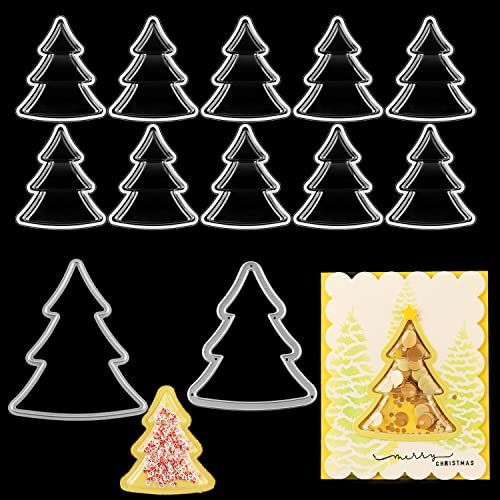 10 Stück Weihnachtsbaum-Form, dimensionale Shaker-Kuppel, koordinierte Metall-Stanzformen für Shaker, Kartenherstellung, DIY, Scrapbooking geschwollene Shaker für Shaker-Kartenherstellung