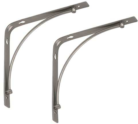 BRESKO Regalträger Regalwinkel Regalhalter Regalkonsole Konsole Winkelträger Wandregal Regalsystem Halterung 2 Stück (Silber, 200x200 mm)