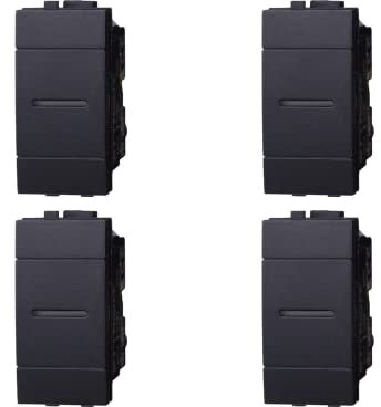 4 Pezzi Deviatore Assiale, Compatibile Con Bticino Living Light (Nero)
