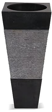 Vente-unique-Standwaschbecken - Marmor - Schwarz/Grau - MIDO