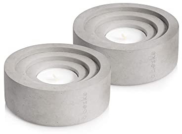 SET - 2 x Teelichthalter 'Circum' der Beske-Manufaktur (Ø10cm, h4cm), hochwertigste Verarbeitung, 100% Handarbeit Made in Germany