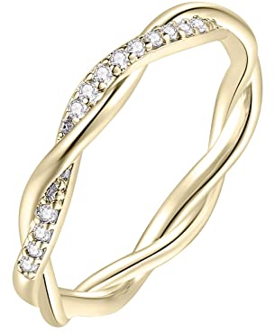 Gürtel Mit 2 Ringen Zirkonia Ringe Mujer Frauen Ringe Modische Ringe Mode Ring Kreuzgewickelter Für Frauen Anillos Weibliche Ringe Reifrock 3 Ringe (Gold, 7)