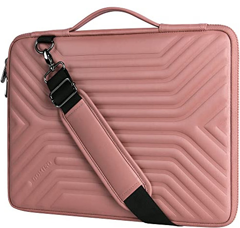 DOMISO 13.3 Shockproof Waterproof Laptop Sleeve with Strap Lightweight Soft EVA Tablet Case for 13-13.3 Inch Laptops/MacBook Pro Retina/Dell Inspiron 13 XPS 13 / ASUS/HP, Pink