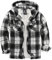 zitysport Hemdjacke Herren Hemd Sherpa Fleece Kariert Gefüttert Kapuzenpullover Fleecefutter Mantel Winter Jacke mit Taschen Flanellhemd Kariertes Männer Sweatjacke mit Kapuze(Grau schwarz,2XL)