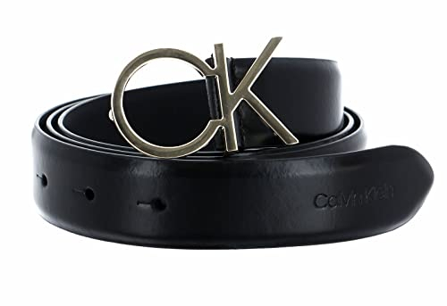 Calvin Klein Damen Gürtel Re-Lock Logo Belt 3,0 cm Ledergürtel, Schwarz (Ck Black), 85 cm
