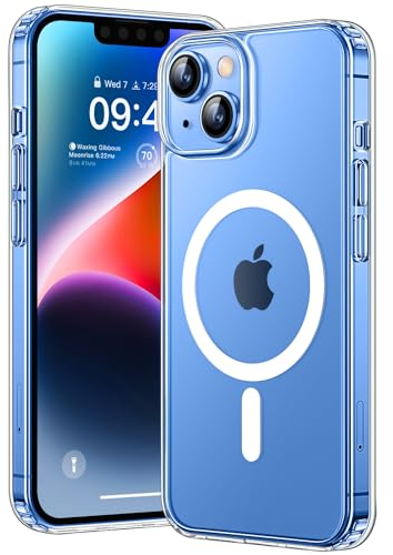 CANSHN Magnetisch für iPhone 13 Hülle und iPhone 14 Hülle Kompatibel mit MagSafe Kabellosem Laden, [Nie Vergilbung] Stoßfest Handyhülle, Schutzhülle Kratzfeste Transparente Rückseite, Durchsichtig
