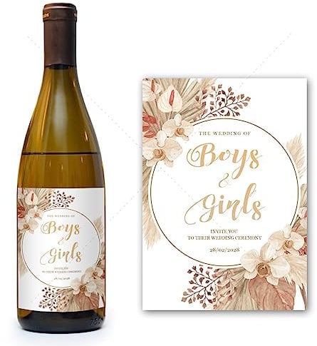 yky 20 adesivi personalizzati per vino champagne per matrimonio, etichette personalizzate per compleanni, etichette per bottiglie di vino personalizzate per matrimoni (4,9 x 12,7 cm)