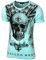 Baxboy Herren Vintage Totenkopf Kurzarm T-Shirt mit Strass Steinen Slim Fit Design Fashion Top Print Shirt JA-2312, Farbe:Mint, Größe:L