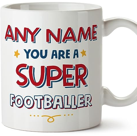 MUGFFINS Tazas Personalizadas para FUTBOLISTA - En Inglés - You Are Super - 11 oz / 330 ml - Regalo Personalizable original y divertido