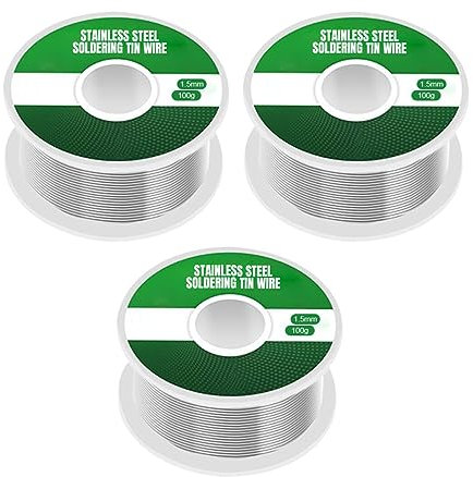Filo di saldatura per accendino in alluminio in acciaio inossidabile, saldatura a basso punto di fusione, filo di saldatura senza piombo, filo di saldatura (1.5 100g 3PCS)