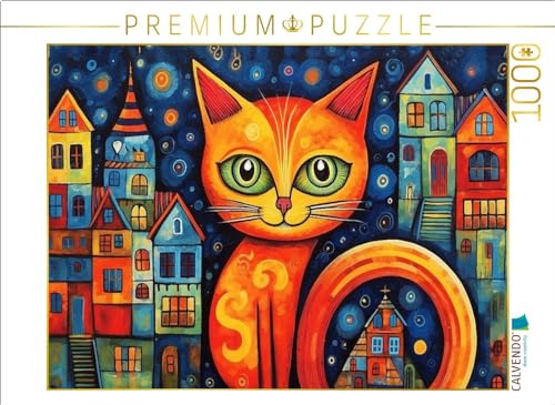 CALVENDO Puzzle Katze Im Stil von Friedensreich Hundertwasser II | 1000 Teile Lege-Größe 64 x 48 cm Foto-Puzzle für glückliche Stunden