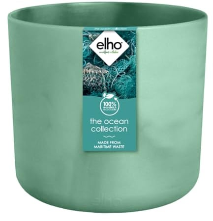 Elho The Ocean Collection Giftset Ø 14, 16 e 18 cm – Vaso da fiori – realizzato a base di rifiuti marini – 100% materiali riciclati – Verde/Verde Pacifico
