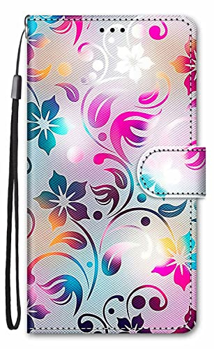 Nodigo-EU für Motorola Moto G54 5G Hülle Leder Magnetisch Kickstand mit Kartenfach 360 Grad Tier Muster Motiv Lustig Design Book Flip Hüllen Handyhülle Tasche Case - Blatt