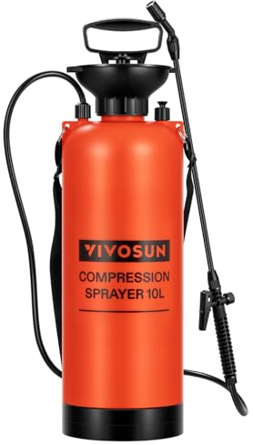 VIVOSUN Pulverizador de presión de 2.64 galones, botella de agua a presión para césped y jardín con correa ajustable para el hombro, para rociar plantas, riego de jardín y limpieza del hogar