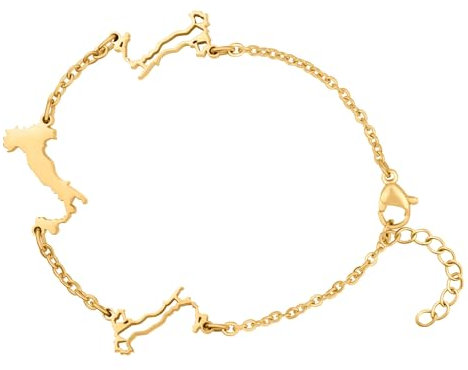 d'origine Italien Landkarten Armband Gold Unisex Damen Herren, Italienischer Schmuck, Italienisches Armband, Italien Flaggen Schmuck