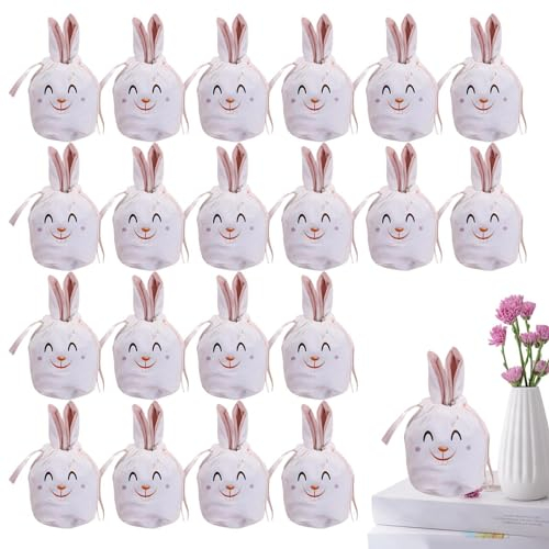 Osterhasen Taschen, 20 Stück Hasen Samt Säckchen Mit Cartoon-Hasenohren, Osterhasen Geschenktüten, Für Ostern Hochzeit Geburtstag Eier Ostergeschenke Süssigkeit Plätzchen