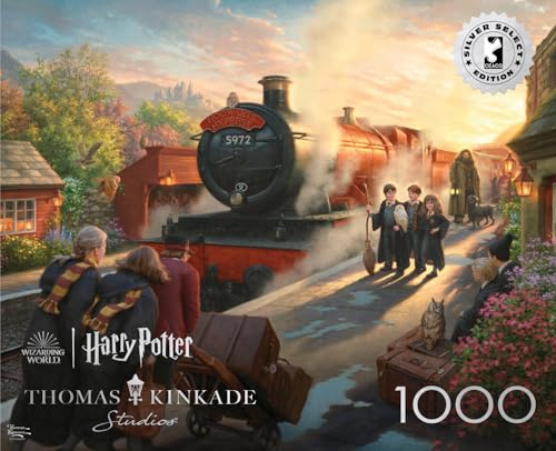 Ceaco - Silver Select - Thomas Kinkade - Hogwart's Express - 1000 Teile Puzzle für Erwachsene, herausforderndes Puzzle, perfekt für Spieleabende
