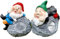 Divas World - Pack of 2 - Garden Ornaments Cement Gnome On Stone Statue With Solar Light - Novelty Figurine - Solar-powered Mini Gnome - Decor Gifts for Garden, Yard, Patio - Cement Material - 12cm