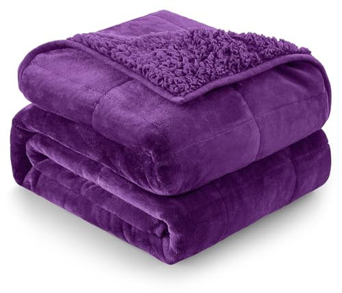 Cottonblue Fleece Sherpa Gewichtete Decke, 48 x 72 cm, 6,8 kg, Lila