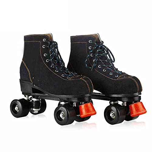 Rollschuhe, High-Top-Rollschuhe, zweireihig, verstellbare Leder-Rollschuhe, perfekt für drinnen und draußen, Rollschuhe für Erwachsene, Größe 39