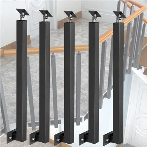 Balustres Poteau de fuseau 1 5 10 paquets de tiges de rampe en métal, Main courante pour escaliers de balcon et de terrasse/ pour escaliers avec support supérieur ajustable à 270°, Poteaux latéraux en